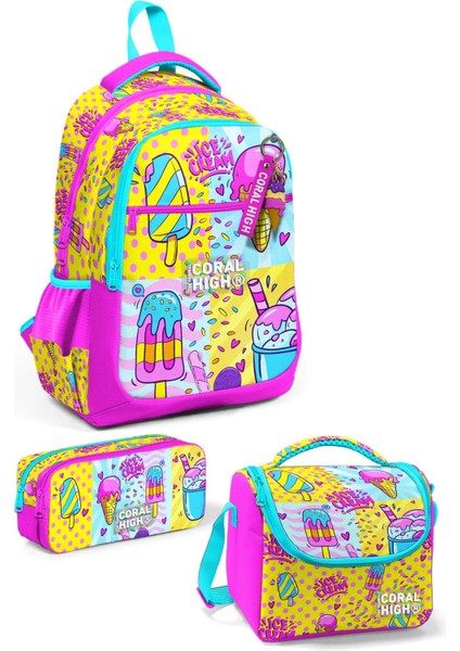 Coral High Kids Mixed Dondurma Desenli 3’lü Okul Çanta Seti 23645-MİX3
