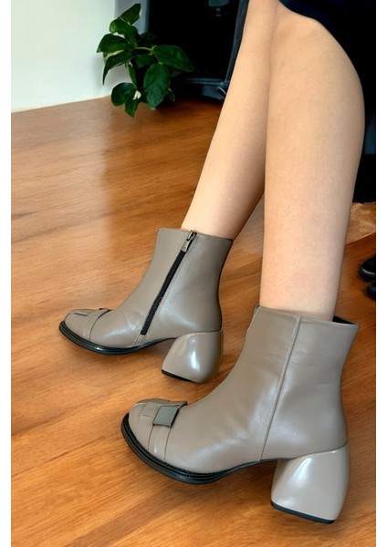 Kadın Vizon Hakiki Deri Topuklu Bot Bootie K.164-034 fırsatları