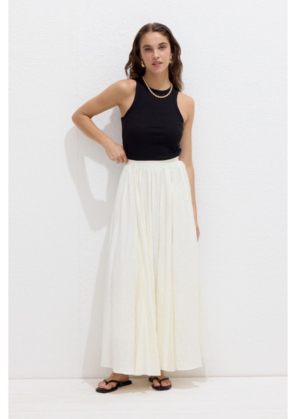 Crush Efekli Premıum Etek Ekru