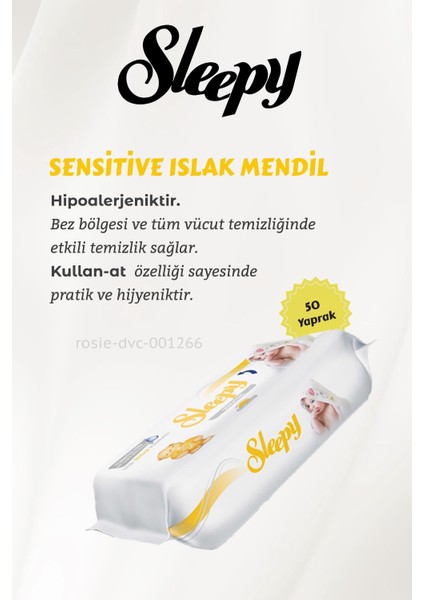 12 Al 11 Öde Sleepy Sensitive Islak Bebek Mendil 50'li