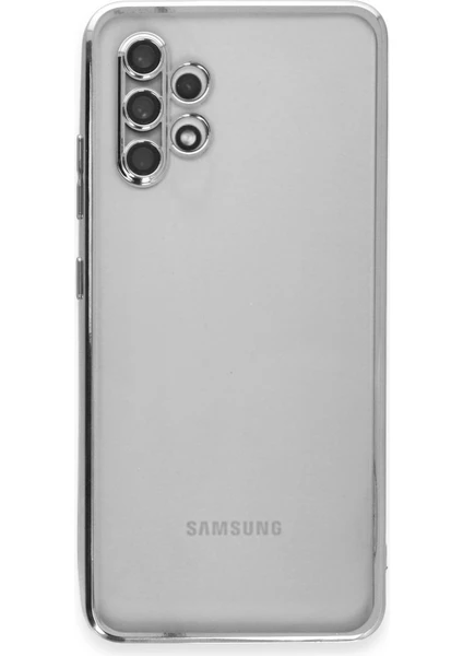 Denza Case Samsung Galaxy A32 Kılıf Kenarları Renkli Kamera Çıkıntılı Kapak - Gümüş