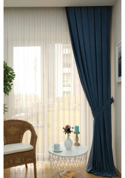 Soft Kumaş Fon Perde Sık Pileli Indigo Perde fiyatları