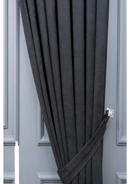 Soft Kumaş Fon Perde Sık Pileli Antrasit Perde fiyatları