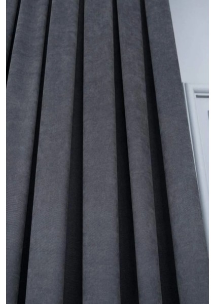 Soft Kumaş Fon Perde Sık Pileli Antrasit Perde modelleri