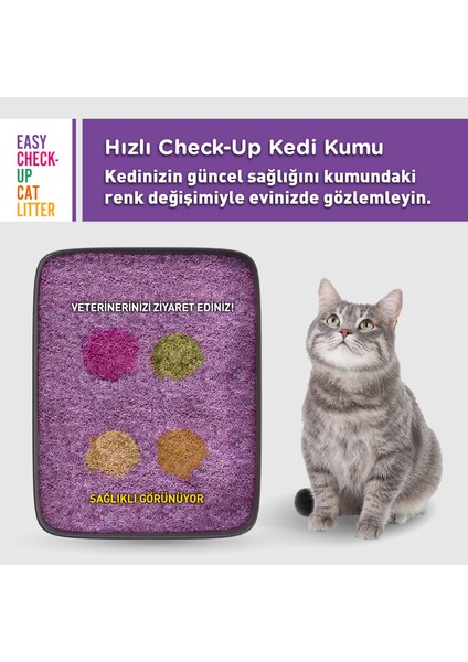 Hastalık Gösteren Erken Teşhis Kedi Sağlığı Kumu, Kokusuz Organik Doğal Bentonit 2,6 Litre