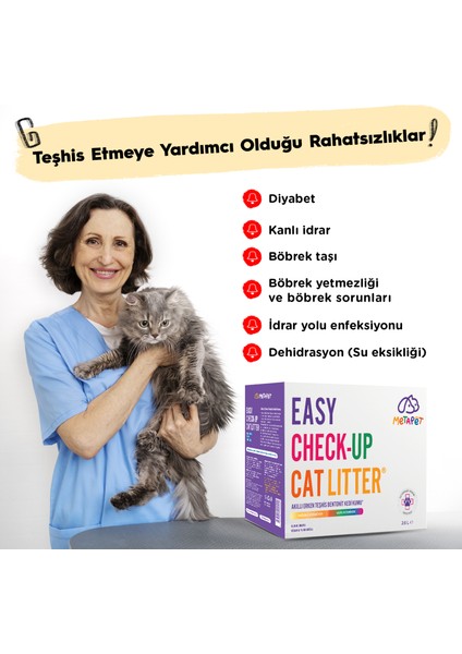 Hastalık Gösteren Erken Teşhis Kedi Sağlığı Kumu, Kokusuz Organik Doğal Bentonit 2,6 Litre