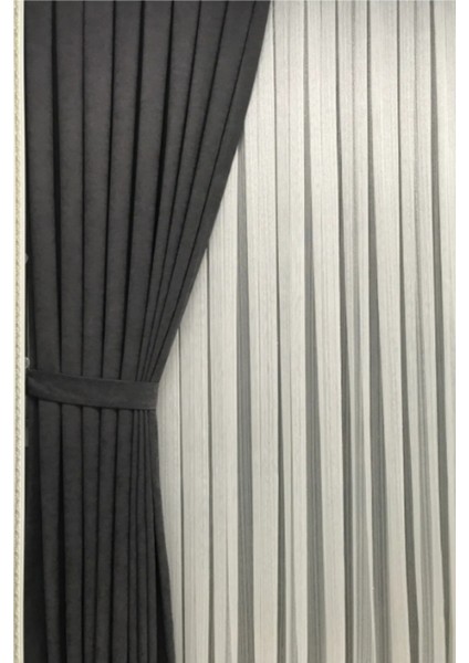 Ada Fon Perde Sık Pileli Antrasit Perde fiyatları