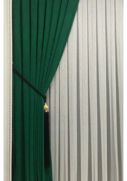 Ada Fon Perde Sık Pileli Yeşil Perde fiyatları