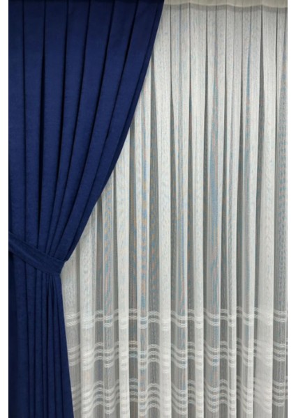 Ada Fon Perde Sık Pileli Lacivert Perde fiyatları