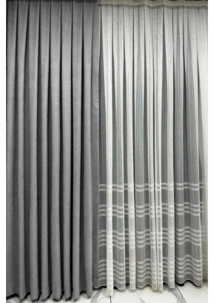 Ada Fon Perde Sık Pileli Açık Gri Perde fiyatları