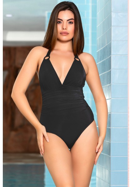 Mayo Kırmızı Veya Siyah Halka Detaylı Mayo Kadın Plaj Giyim Toparlayıcı