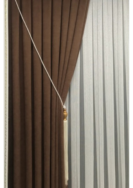 Ada Fon Perde Sık Pileli Kahverengi Perde fiyatları