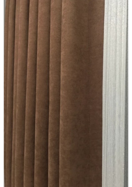 Ada Fon Perde Sık Pileli Kahverengi Perde modelleri