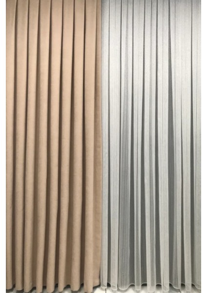 Ada Fon Perde Sık Pileli Bej Perde fiyatları