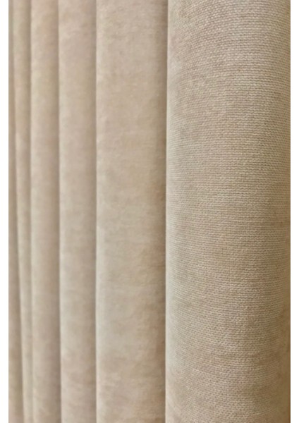 Ada Fon Perde Sık Pileli Bej Perde modelleri