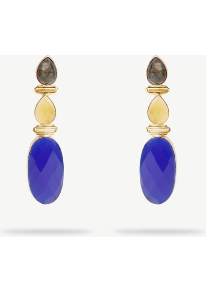 Doğal Taş İçerikli Uzun Küpe