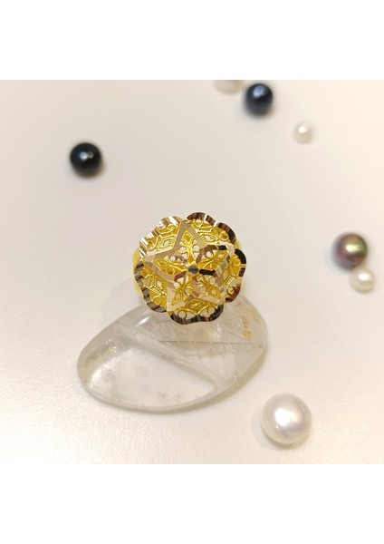 Extra Büyük Telkare Gül Yüzük 14 Ayar Altın Hd Videolu fiyatları