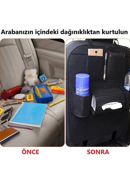 Oto Motto 2li Araç Oto Koltuk Kılıfı Araba Koltuk Arkası Organizer Araba Koltuk Arkası Asmalı Eşya Düzenleyici Siyah