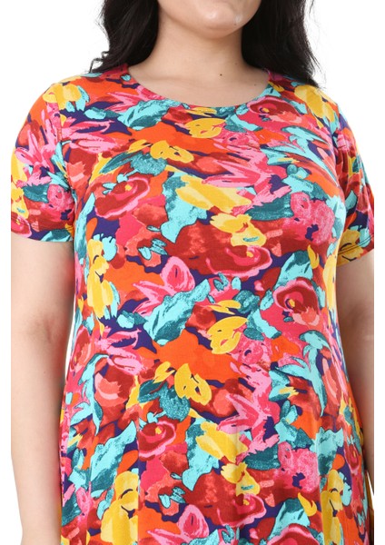 Butik Sarı Gül Desen Asimetrik Kısa Kollu Elbise indirimleri