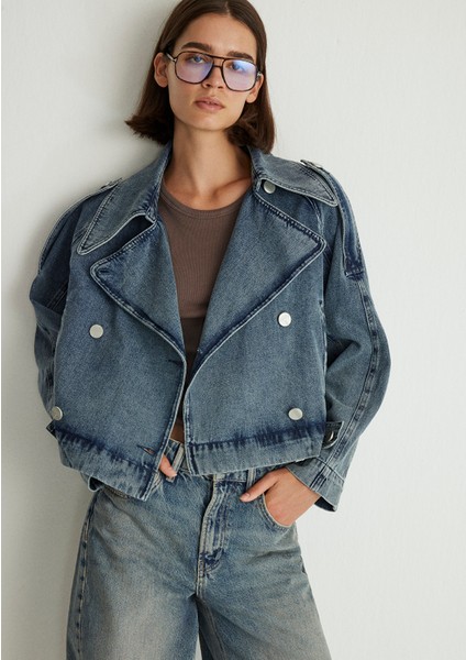 Denim Kısa Trençkot 1110504-86971