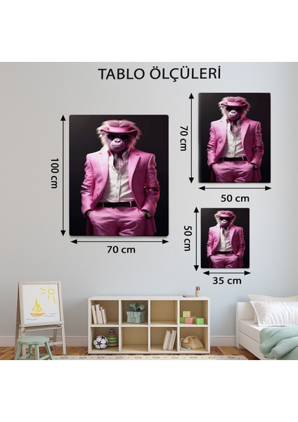 Pembe Smokinli Şempanze TABLOSU-TBL1991