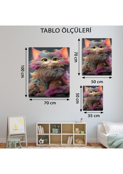 Hayvan Temalı Renkli Kedi Tablo TBL512