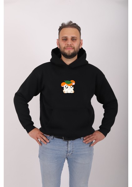 Hamtaro Baskılı Oversıze Rahat Kalıp Unısex Kapüşonlu Sweatshırt