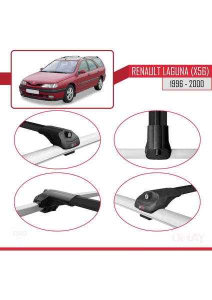 Renault Laguna (X56) Sw 1996-2000 Arası ile Uyumlu Ace-1 Ara Atkı Tavan Barı Siyah 2 Adet fırsatları