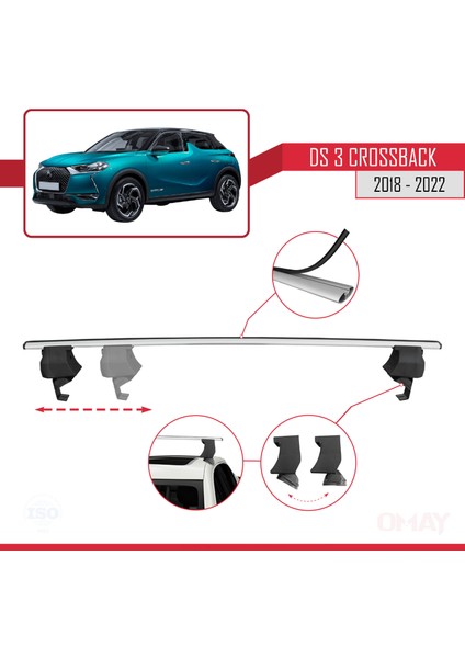 Ds 3 Crossback 2018-2022 Arası ile Uyumlu Ace-4 Ara Atkı Tavan Barı Gri 2 Adet