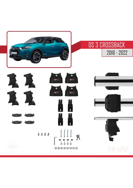 Ds 3 Crossback 2018-2022 Arası ile Uyumlu Ace-4 Ara Atkı Tavan Barı Gri 2 Adet