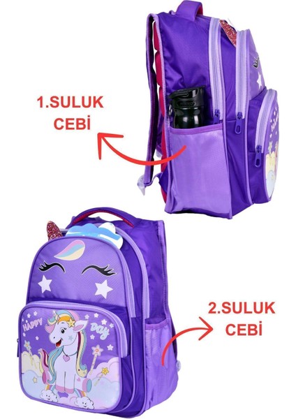 Mor Unicorn Baskılı, Su Geçirmez, Sırt Özellikli, Ilkokul Çantası + Beslenme Çantası indirimleri