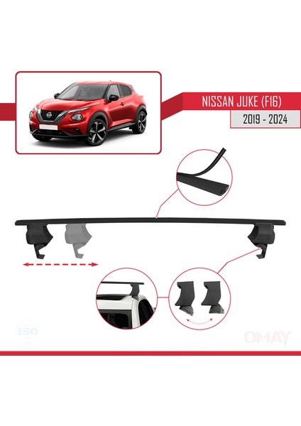 Nissan Juke F16 2019 ve Sonrası ile Uyumlu Ace-4 Ara Atkı Tavan Barı Siyah 2 Adet fırsatları