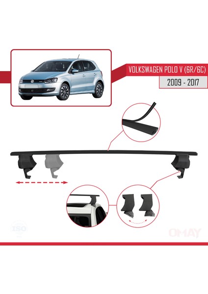 Volkswagen Polo V (6r/6c) 2009-2017 Arası ile Uyumlu Ace-4 Ara Atkı Tavan Barı Siyah 2 Adet modelleri