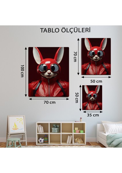 Hayvan Temalı Kırmızı Tavşan Tablo TBL90