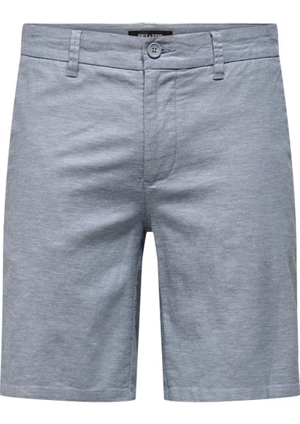 Mavi - Gri Erkek Kargo Şort Onsmark 0011 Cotton Lınen Shorts No