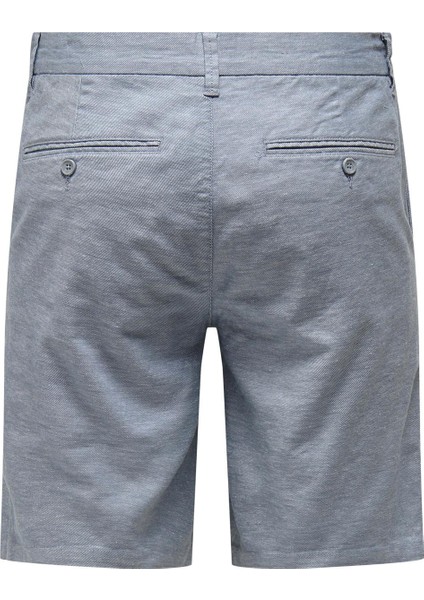 Mavi - Gri Erkek Kargo Şort Onsmark 0011 Cotton Lınen Shorts No