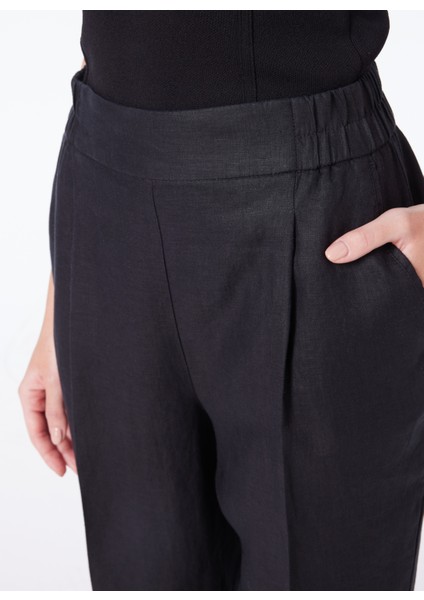 Yüksek Bel Relaxed Siyah Kadın Pantolon 4AGHLF00S