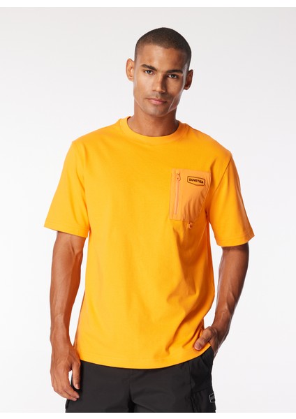 Bisiklet Yaka Baskılı Turuncu Erkek T-Shirt VUTR10243K0001_BAVARO Rs