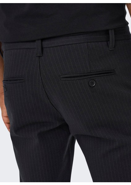 Normal Bel Dar Paça Siyah Erkek Pantolon Onsmark Pant Strıpe Gw 3727 Noos
