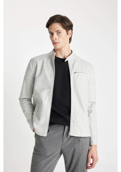 Slim Fit Dar Kesim Dik Yaka Astarlı Fermuarlı Cepli Mevsimlik Baharlık Ceket Mont W2040AZ24AU fırsatları