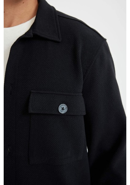 Siyah Polo Yaka Twill Uzun Kollu Gömlek Ceket D3381AX24AU indirimleri