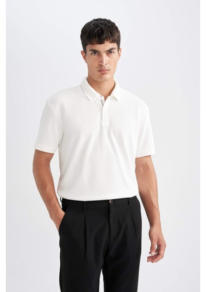 New Regular Fit Polo Yaka Kısa Kollu Beyaz Tişört D5996AX24SM modelleri