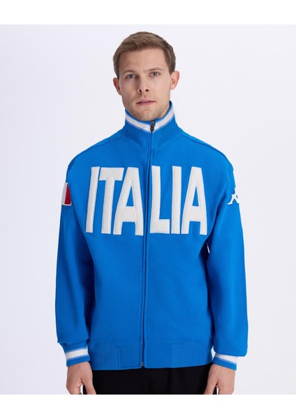 Authentic Eroi Jkt Italia Erkek Mavi Regular Fit Fermuarlı Eşofman Üstü