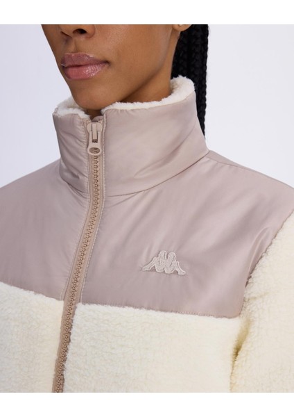 Authentic Sodani Kadın Beyaz-Kahverengi Oversize Fit Bomber Ceket