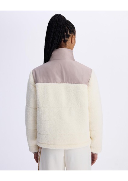 Authentic Sodani Kadın Beyaz-Kahverengi Oversize Fit Bomber Ceket