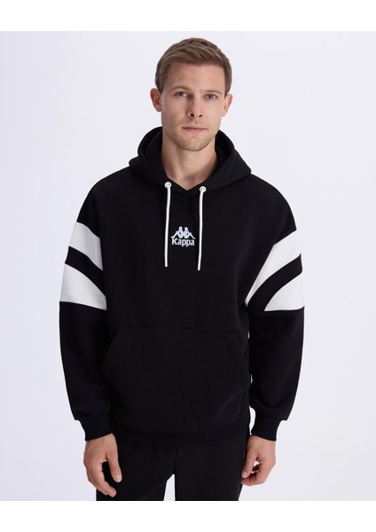Authentic Benedict Hoodie Erkek Siyah-Beyaz Oversize Fit Hoodie