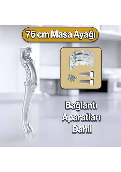 4 Adet Valenta Masa Dresuar Ayağı 76 cm Gümüş Ayak Mutfak Yemek Masası Mobilya Ayakları Gümüş Gri fırsatları