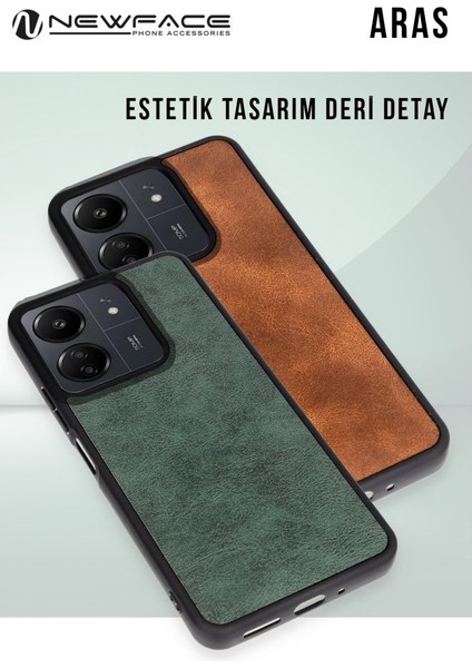 M.tk moveteck Xiaomi Redmi 13 4g Kılıf Kamera Korumalı Deri Görünümlü Leather Desenli Yumuşak Mat Silikon Kapak