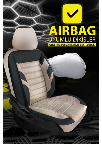 Citroen C-Elysee (Phase 2016) 1.2 Puretech (82 Hp) 2019 Uyumlu Zebra Serisi Bej-Siyah Tam Set Takım Oto Kılıf