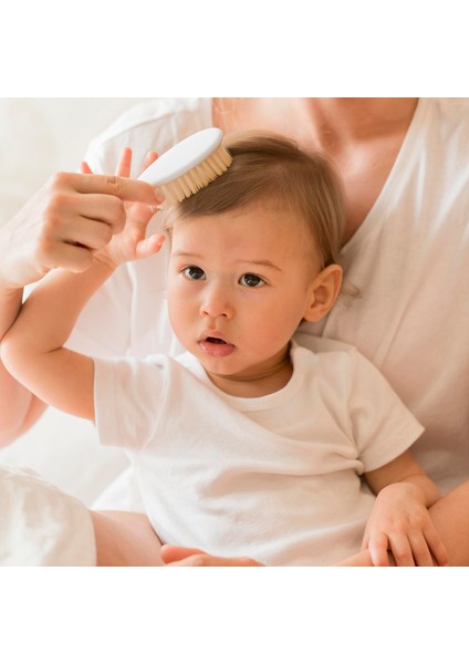 Baby Jem Doğal Kıl Fırça Tarak Seti Mavi